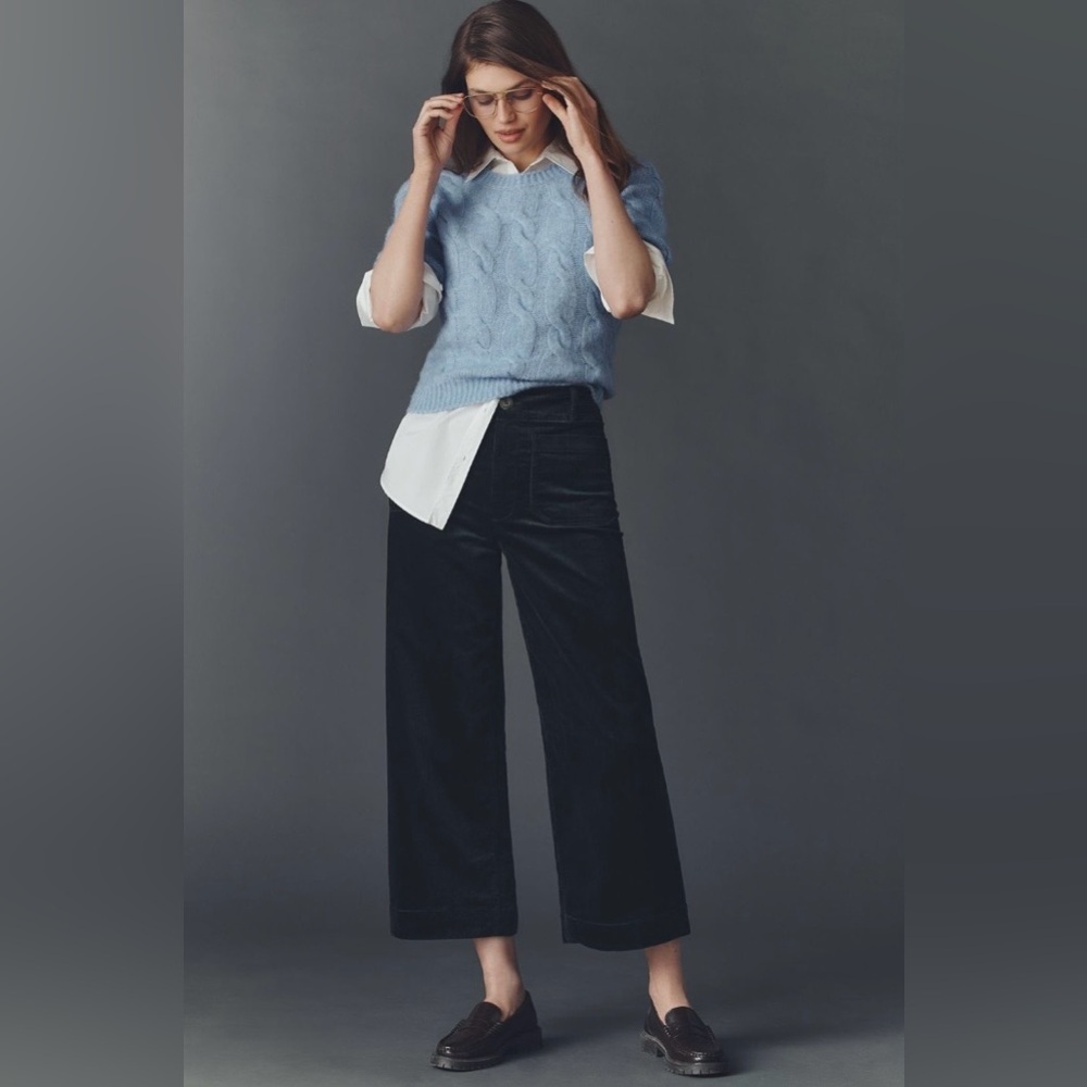 Anthropologie Colette Bow Corduroy Crop Wide-Leg Pants Size 29 NWT